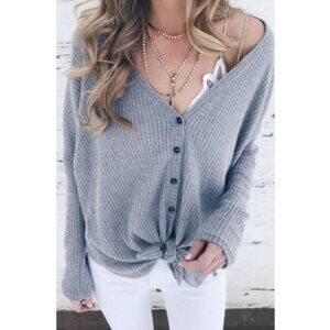 UO Out From Under Oversized Soft Waffle Knit Thermal Top Slouchy size S Boho